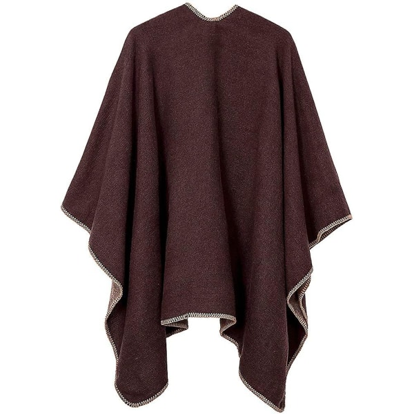Sjal Reversibel Ensfarget Åpen Front Cardigan Wrap For Kvinner brown