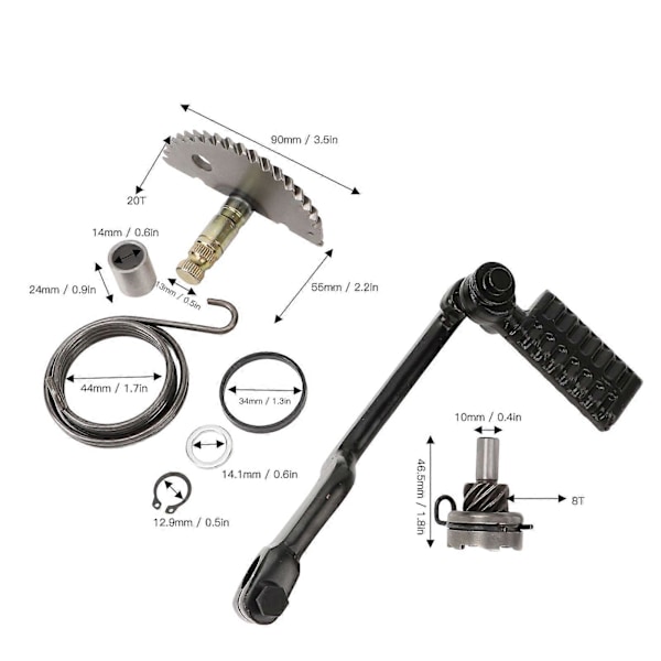 Kickstartspakaxel Tomgångsdrev Kit Kickstartspak Ersättning för GY6 49CC 50CC 80CC 100CC Skoter Moped Kickstart