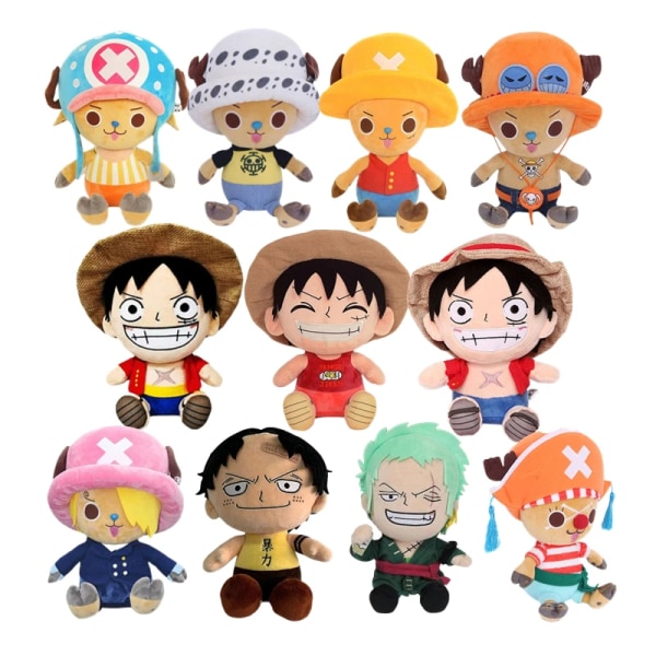 25 cm plysch fylld leksak Luffy Zoro Chopper Ess Tecknad Anime Character Docka Barnfödelsedagspresent Kawaii Juldekoration style 7 25cm