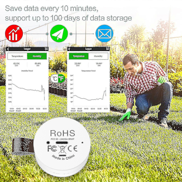 Termometer Hygrometer Trådløs Bluetooth Udendørs Termometer Smart Home Temperatur- og Fugtighedssensor