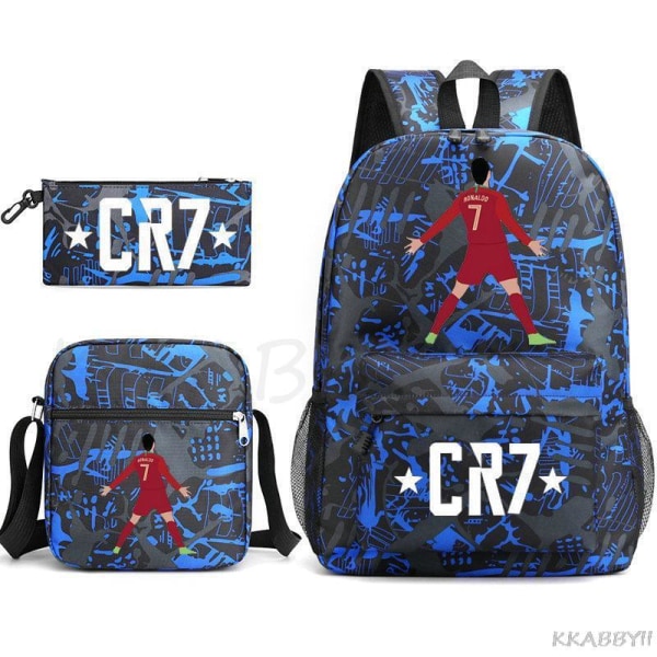 CR7 Skolväskor 3 st Stor Bokryggsäck för Tonåringar Pojkar Flickor Rese Laptop Mochila Escolars Lavender