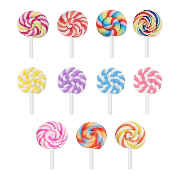 ULTNICE 36 stk. Lollipop-pynt i leire, DIY, regnbuefarget godteri (tilfeldig)