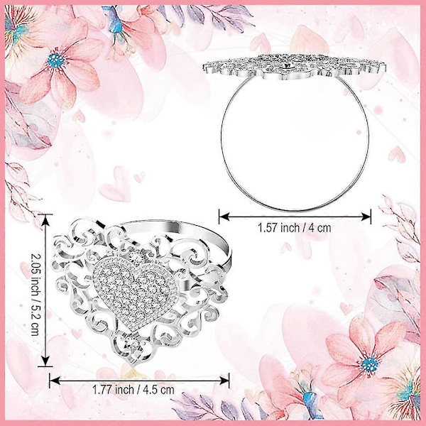 12 Stk. Servietringe Holder Hjerte Servietring Rhinestone Servietspænde Til Valentinsdag Bryllup Helligdag
