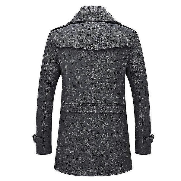 Ullfrakk med dobbel krage for menn BLACK 3xl