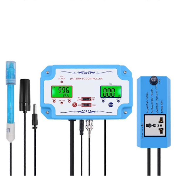 3 in 1 pH-mittari pH//lämpötila-anturi Ohjainrele Elektrodin BNC-tyypin anturi Vedenlaadun testaaja EU