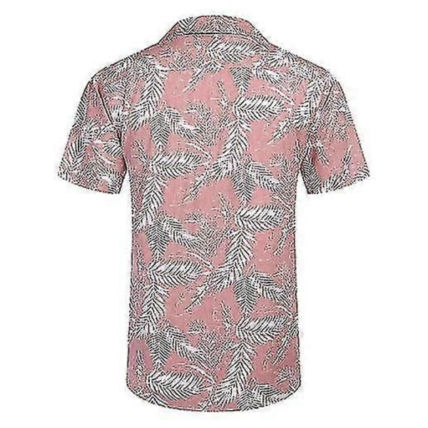 Herr Hawaiian Blommig Bomull Linne Knäppning Tropiska Semester Strandskjortor DXCS3 2XL