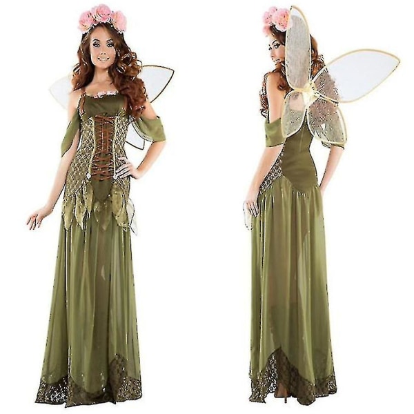 Snabb leverans Kvinnor Skogsprinsessdräkt Vuxen Halloween Fairy Kostymer Large