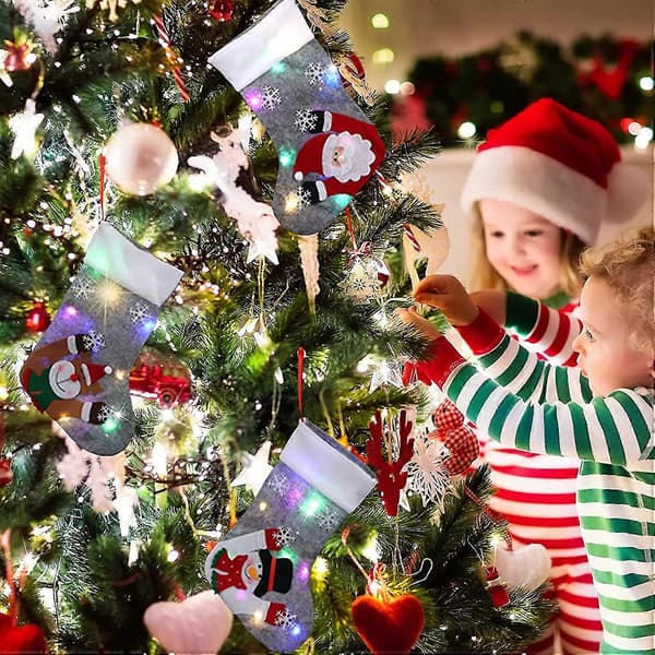 3 stk. LED Julehengende Strømper Julestrømper Jul