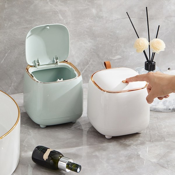 Kreativ Søppelbøtte for Skrivebord med Oppbevaringsboks for Søppelposer Light Green