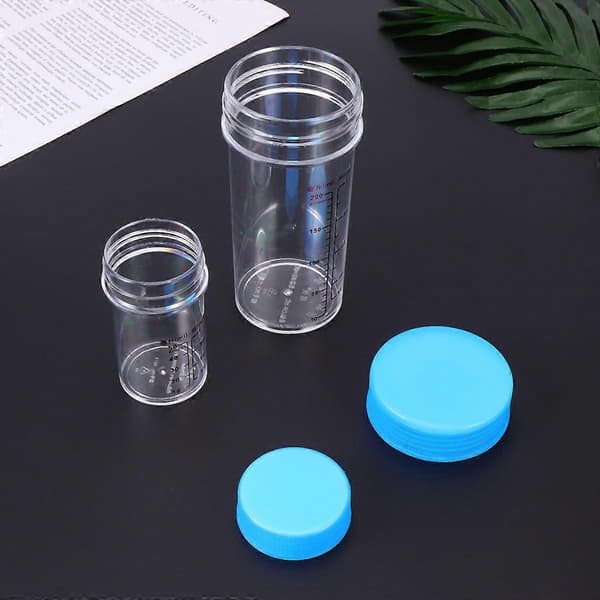 2 st/1 set Mätkoppar Set Transparent Skala Mätkoppar Plastbägare med Läcksäkra Lock för Laboratoriebruk (Blå)