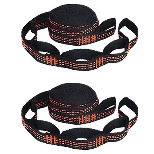 2 st 5-rings Hög Bärande Hängmattsremmar Förstärkt Polyester För Hem Utomhus Hängmatta-orange