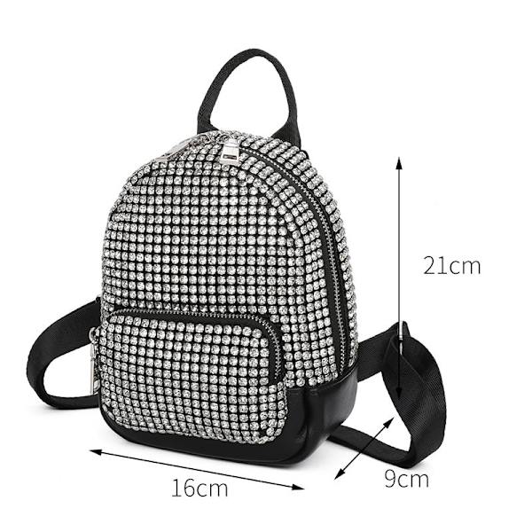 Glänsande Rhinestone Ryggsäck Dam Läder Liten Kristallväska Mode Flickor Skolväska Bling Glittrande Glänsande Diamant Ryggsäck