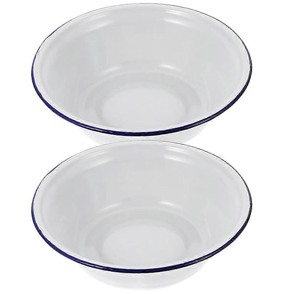 2 stk. Emaljeskål Husholdnings Emaljeskål Vintage Emalje Fad Køkken Emaljeskål