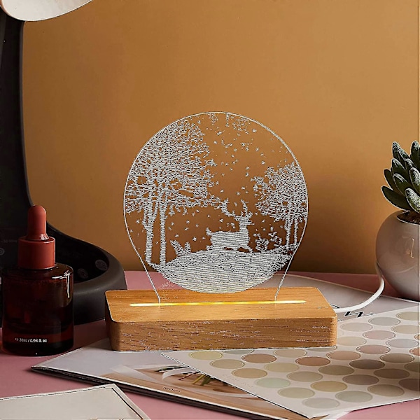Rektangulær lysbase i tre, trebase hvitt lys, roterende LED-lysbase i tre, displaystativlampe