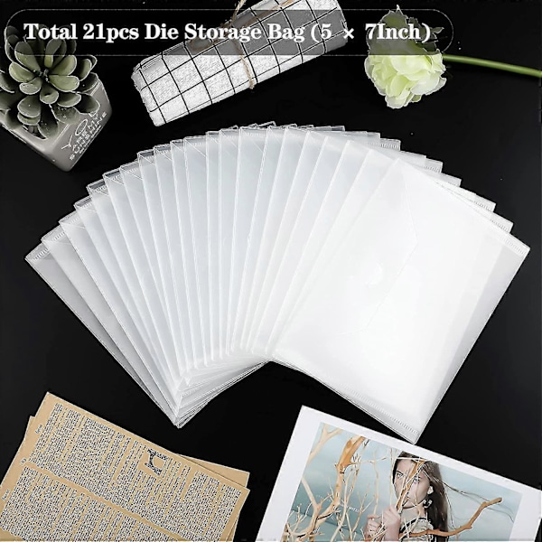 20 stk Klart Stempel- og Diesoppbevaringspose Gjenlukkbar Oppbevaringslomme Konvoluttveske For DIY Scrapbooking