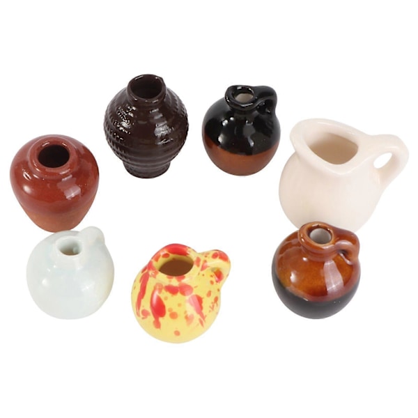 7 stk. Mini Vase Pynt Keramikk Vase Mikro Landskap Prop Tilfeldig Farge Stil