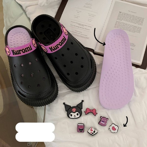 Söta Sommar Kawaii Mode Tofflor Y2K Plattor Höjande Sandaler Flickor Födelsedagspresent 2023 Nya black 5