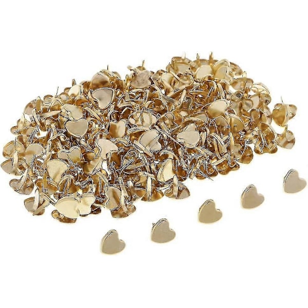200 Stycken 9mm Gyllene Mini Brads Hjärtformade Pappersfästen Mässing Pastell Metall Brads för Scrapbook