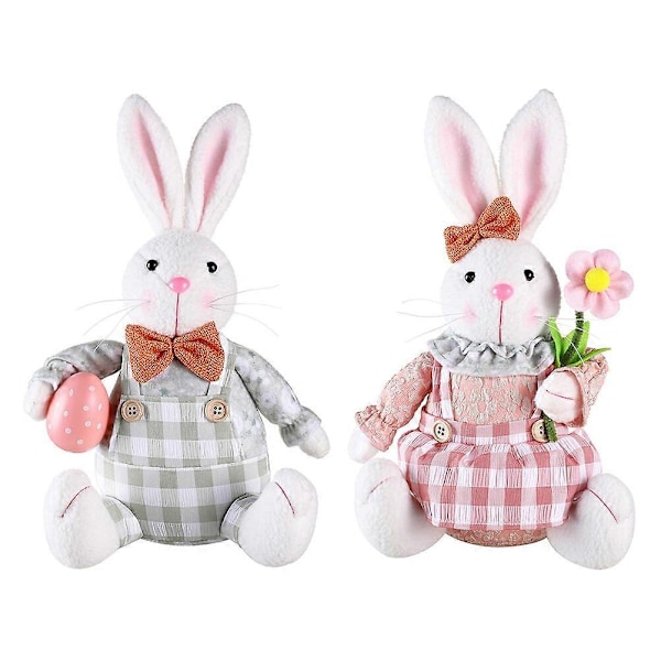 2 st Plysch Kanin Påskhare Docka Bedårande Djurfigur Lantgård Tomte Ornament