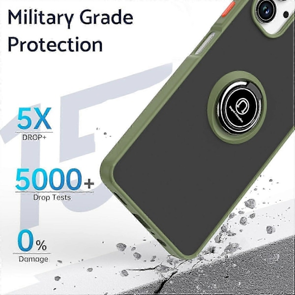 Samsung Galaxy A06 -puhelimen kuori, jossa sormuspidike ja jalusta, TPU+akryylipuhelinkotelo - Musta Turquoise Galaxy A06