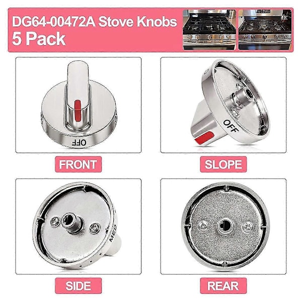 Dg64-00472a Spisknoppar Kompatibla Med Gasspis Ugn, Ersätter Dg64-00347a,ap5949480,ps1005
