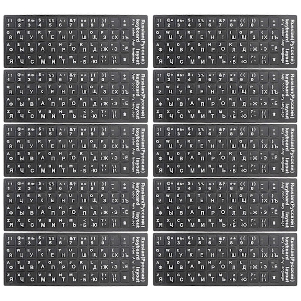 10 stk. Universal Fremmedsprog Tastatur Klistermærker Tastaturbeskytter PC Layout