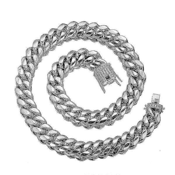 10-18 mm bredt cubansk halskæde i rustfrit stål, kraftig kæde til herresmykker 14mm 30inch