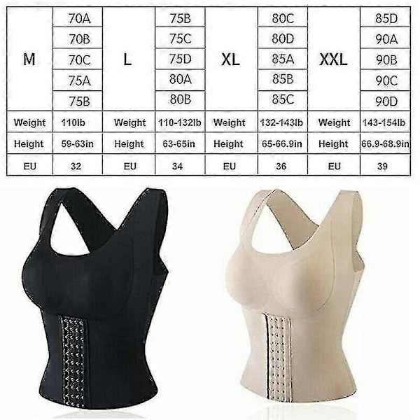 Shapewear för kvinnor 3-i-1 Korsettformande Linne Midja Knäppt BH Shapewear Beige M