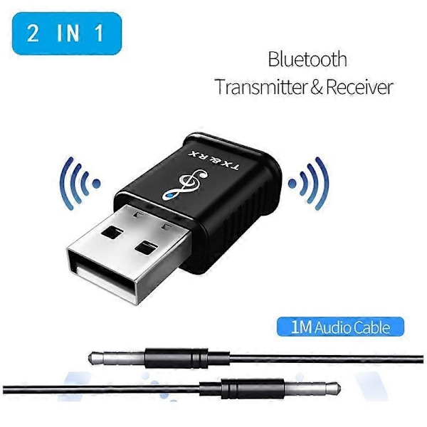 Bærbar 2 i 1 Sender Lydmottaker Bluetooth-kompatibel 5.0 Adapter for PC Laptop