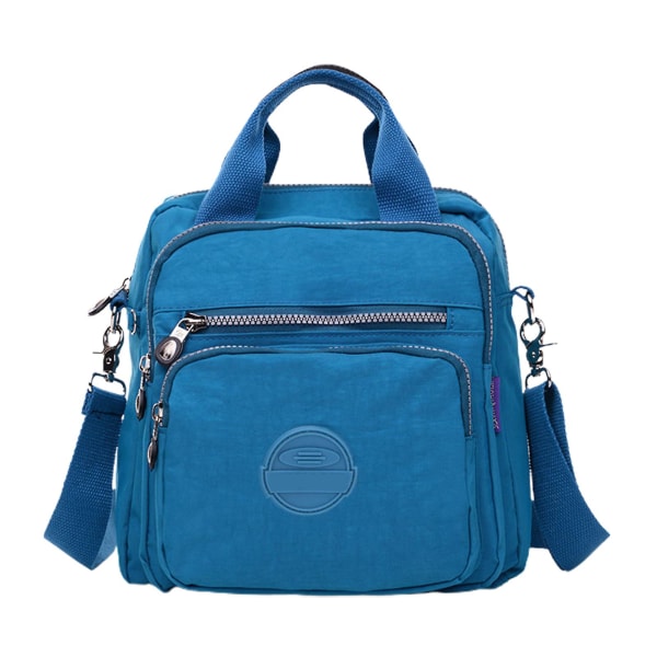 Flerlagers Vattentät Nylon Ryggsäck Mångsidig Crossbody-väska Casual Stöldskydd Rese-dagsryggsäck Handväska Sea blue