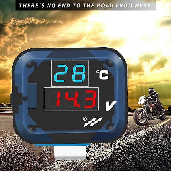 3 i 1 Temperatur Spänningstestare Motorcykelstyre Montering Termometer Voltmeter