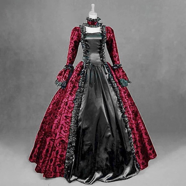 Snabb Leverans Noble Klänningar Damklänning Plus Size Medeltida Balklänningar Eleganta Kostymer För Kvinnor Viktoriansk Klänning 4 färger Red 4XL