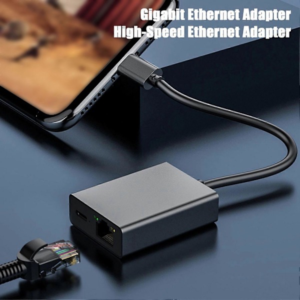 Netværksadapter 1000Mbps Type-C til RJ45 Ethernet Adapter Plug And Play USB til Ethernet Adapter til Mobiltelefon Tablet