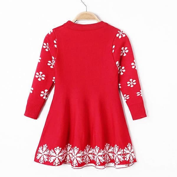 Julklänning för små flickor Ren Snöflinga Julklappar Vinterstickad Tröja Klänningar RED 140CM