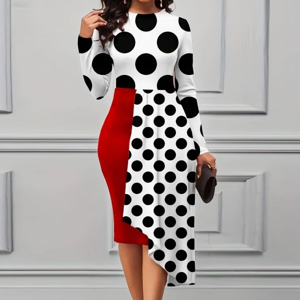 Elegant lagerkjol i mellanlängd för dam, plus size, för vår och höst white 3XL