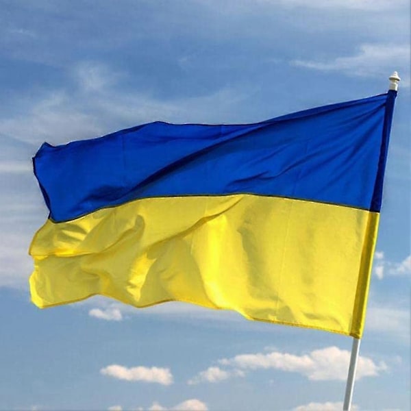 Ukrainan kansallispolyesteriliput ulko- ja sisäkäyttöön, kaksoisommeltu polyesteri messinkirenkailla