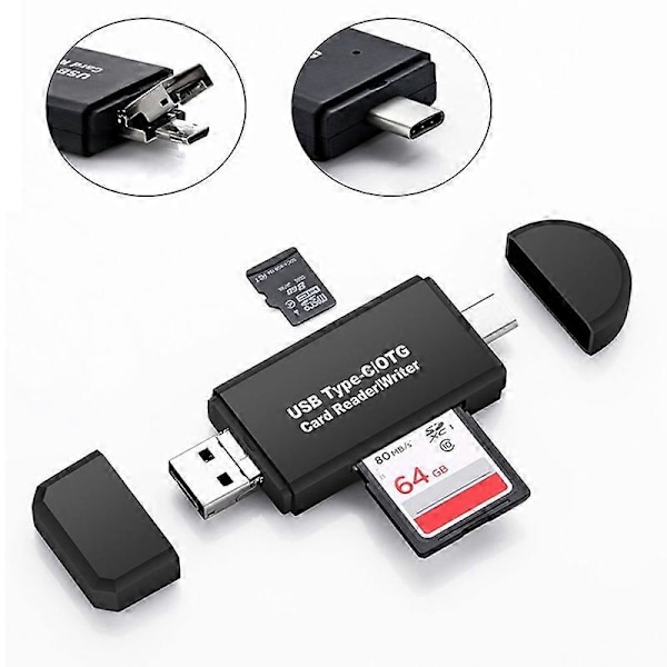 3-in-1 Monitoiminen Type-C USB 3.0 Micro-USB TF SD OTG Muistikortinlukija