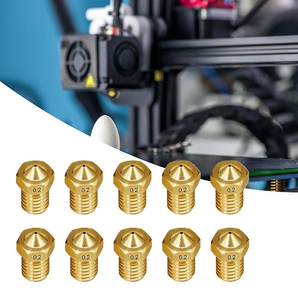 10 stk. 3D-printerdeler M6 Messingdyse for 1,75/3,0 mm V5 V6 Hotend Ekstruder