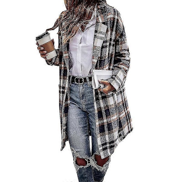 Dam Rutig Jacka Mellanlång Trenchcoat Höst Ulljacka Blue XL