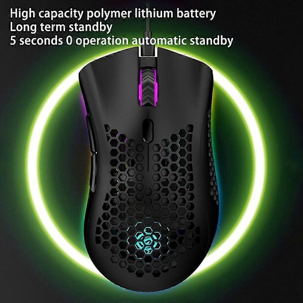 Bärbar Dator Mus RGB Trådlös Lättvikt Ergonomisk Ihålig Universell Uppladdningsbar 2.4G Trådlös Datormus PC Tillbehör