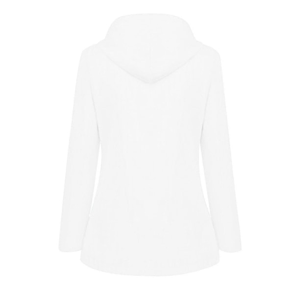 Dame Solid Regnjakke Utendørs Pluss Størrelse Vanntett Hette Regnfrakk Vindtett White XXXXL