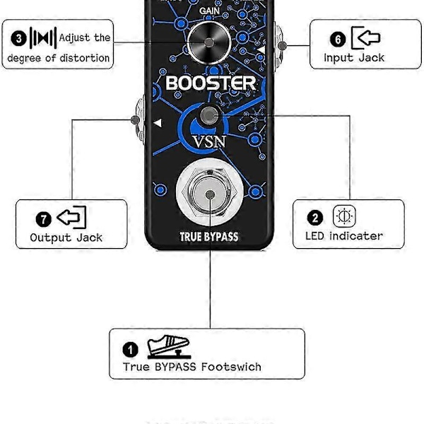 Gitar Booster Effektpedal Analog Boost Effektpedaler För Elgitarr Ren Clean Mini Boost