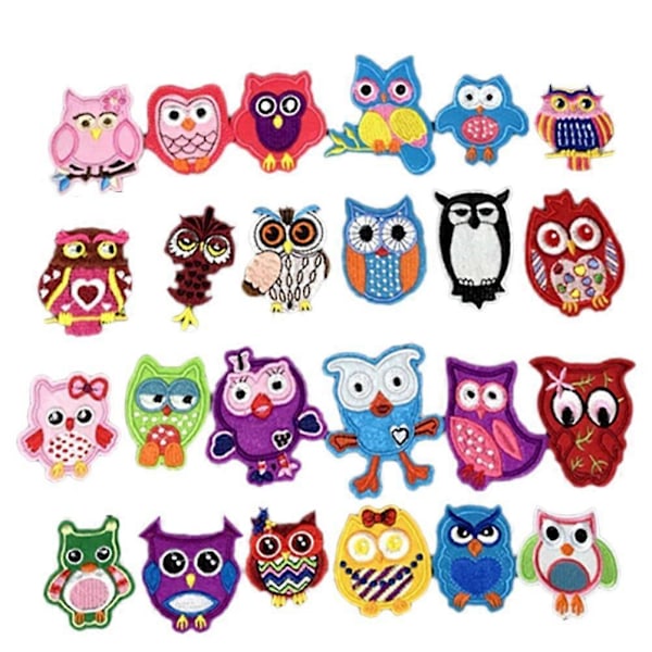 24 st Uggla Patch Kläder Broderi Patch Sybehör Applikationer för Klädsömnad