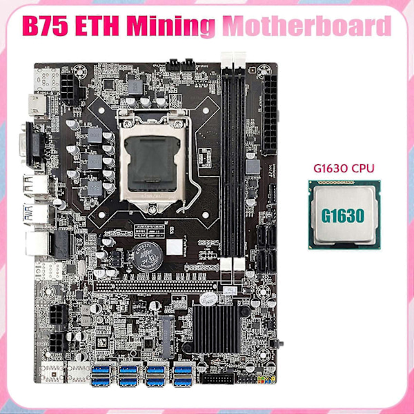 B75 Usb Eth Mining Bundkort 8xpcie Usb Adapter+g1630 Cpu Lga1155 Support 2xddr3 Msata B75 Usb Mi