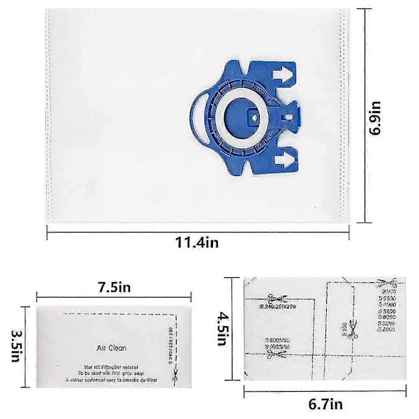 10 Pakkausta Airclean 3d Efficiency -pusseja, korvaavia Gn-pölynimurin pölypusseja Classic C1 Comp -malliin