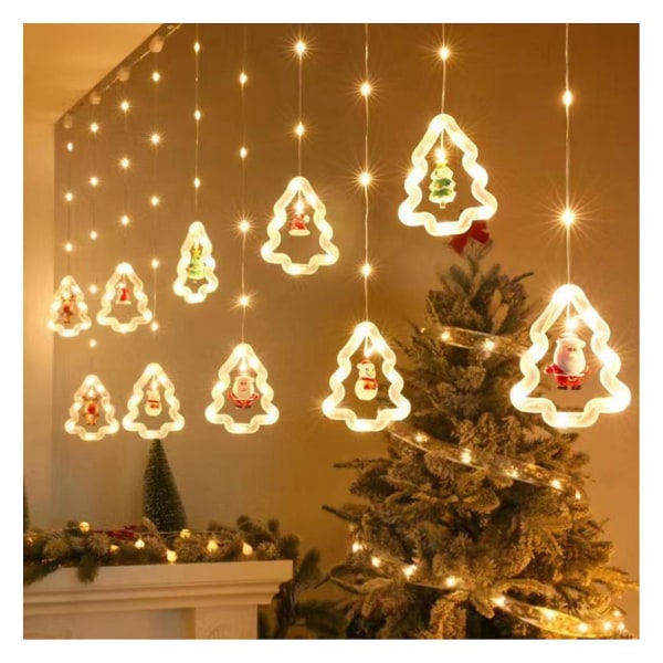 Härlig julljusslinga med 10 ringar USB kontakt julfönster dekorativa ljus för vardagsrummet Christmas Tree