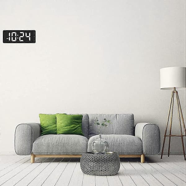 LED Digital Väggklocka med Stor Display, Automatisk Dimning, 12/24h Format, Tyst Väggklocka för Hemmet