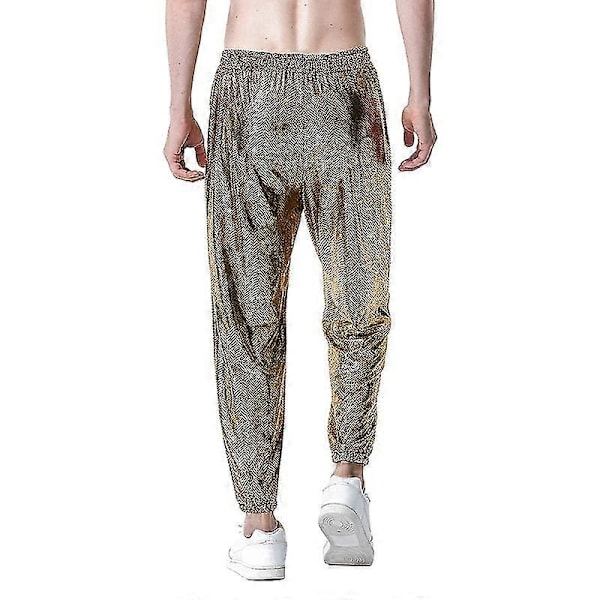 Nattklubb Metallisk Hologram Glänsande Byxor Partybyxor Gold 2XL