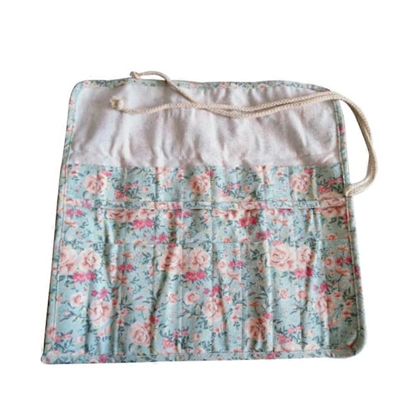 20 Rum Pensel Etui Rulle Op Organisatorer Vaskbare Blomstermønster Pen Taske Blyanter Opbevaring Wrap Pose Holder til Karaktergivere Piger Maleri