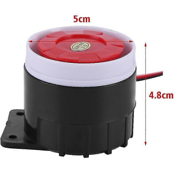Mini Alarm Sirene Til Huset, Plast/metal, 110 Db, Sort/rød